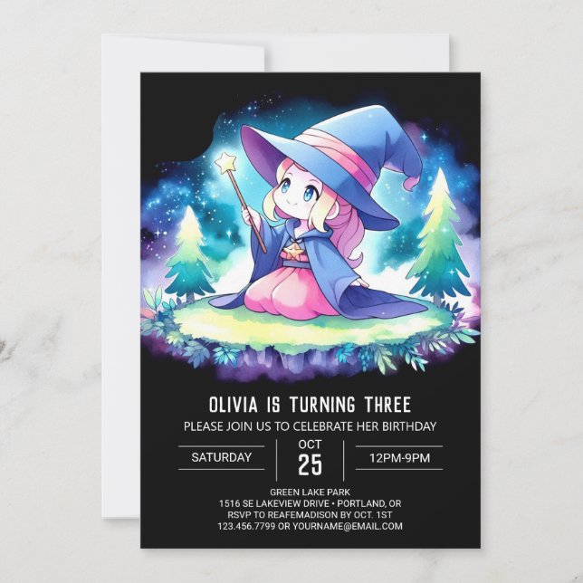 Magic Kids Wizard Geburtstag Einladung (Vorderseite)