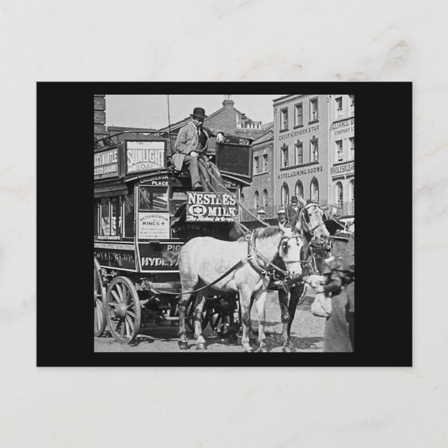 Magic Lantern Slide Kings Cross London Street Tram Postkarte (Vorderseite)