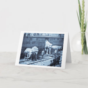 Magic Lantern Slide Ringling Bros Elephant Train Karte