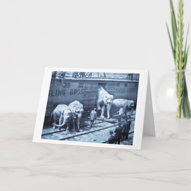 Magic Lantern Slide Ringling Bros Elephant Train Karte (Vorderseite)
