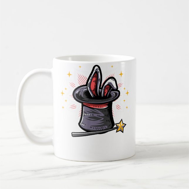 Magic Magician Hat Rabbit In A Hat Magic Wand Kaffeetasse (Links)
