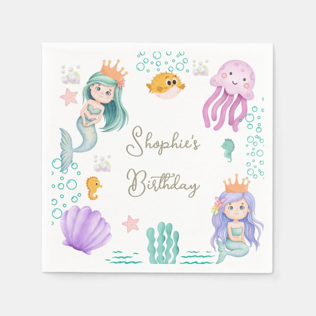 Magic Mermaid Birthday Party Serviette (Vorderseite)