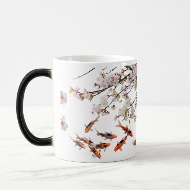 Magic Morpher Mug - Cherry Blossom & Koi Fish Art Design (Gauche)