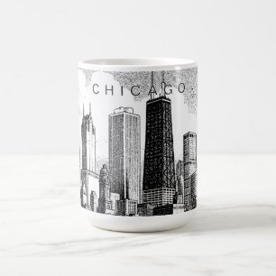Magic Mug noir moderne sur la skyline de Chicago