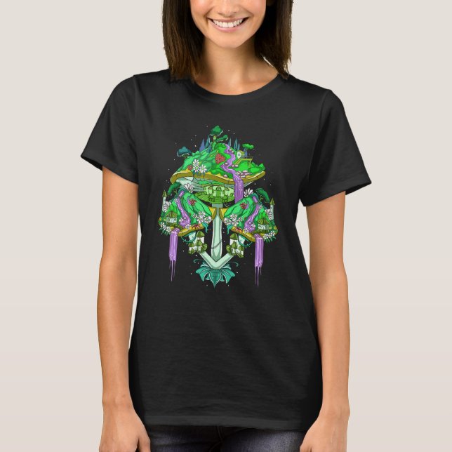 Magic Mushroom House Inspiriert Mushroom Kingdom R T-Shirt (Vorderseite)