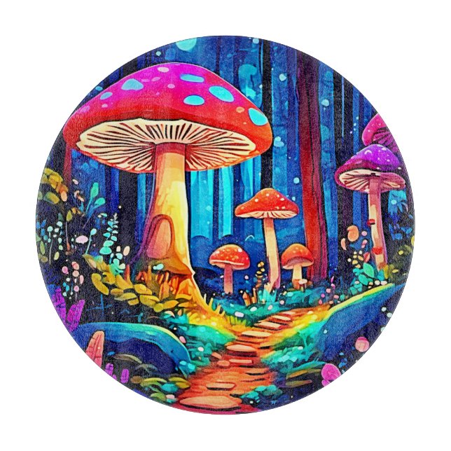 Magic Mushroom Path Design Schneidebrett (Vorderseite)