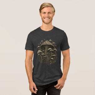 Magic Mushroom Sepia Art Tri-Blend Shirt