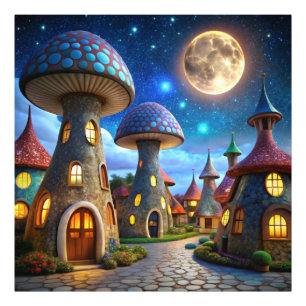 Magic Mushroom World: 4K Ultra-Realistische Modern Fotodruck