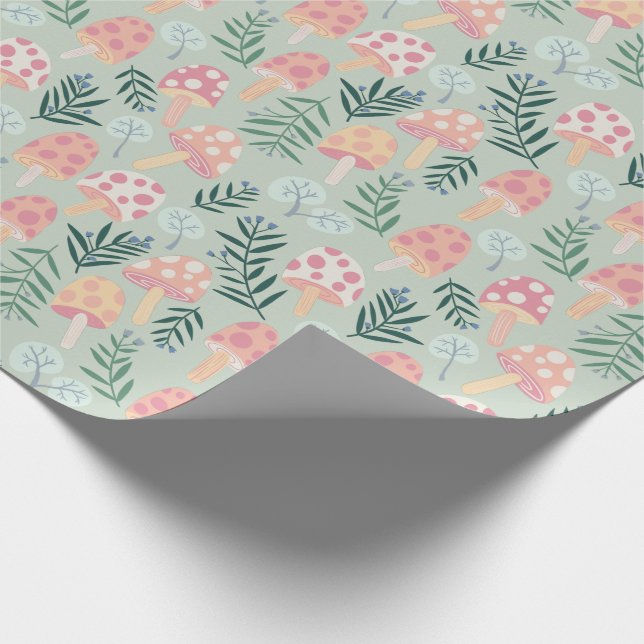 Magic Mushrooms Forest Pattern Geschenkpapier (Ecke)