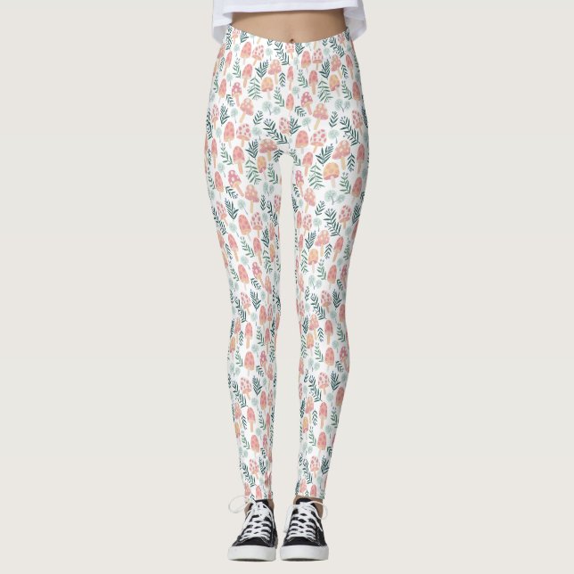 Magic Mushrooms Forest Pattern Leggings (Vorderseite)