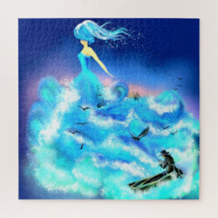 Magic Ocean Frau Jigsaw Puzzle Blue Fantasy