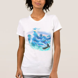 Magic Ocean Woman T - Shirt Blue Fantasy Malerei