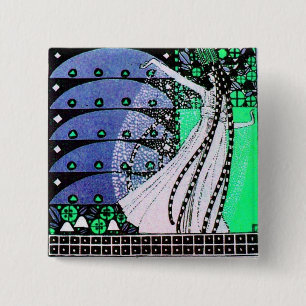 MAGIC OF THE FRING Hellblau Schwarz-weiß grün Button