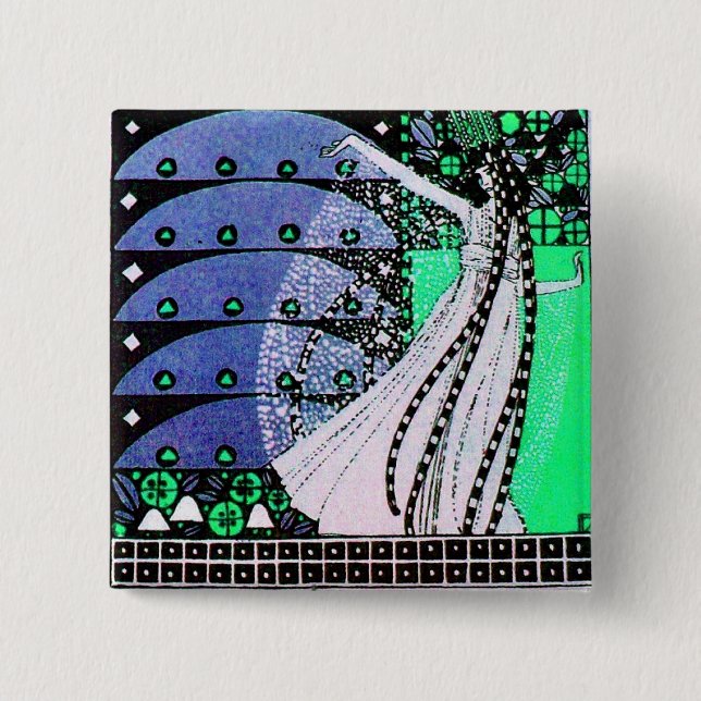 MAGIC OF THE FRING Hellblau Schwarz-weiß grün Button (Vorderseite)