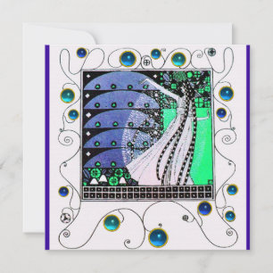 MAGIC OF THE SPRING bright aqua blue aquamarin bla Einladung