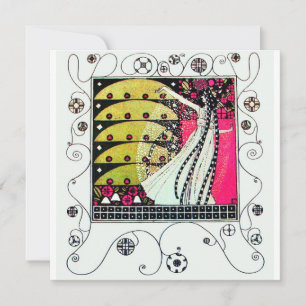 MAGIC OF THE SPRING, Fuchsia, grün gelb, schwarz Einladung