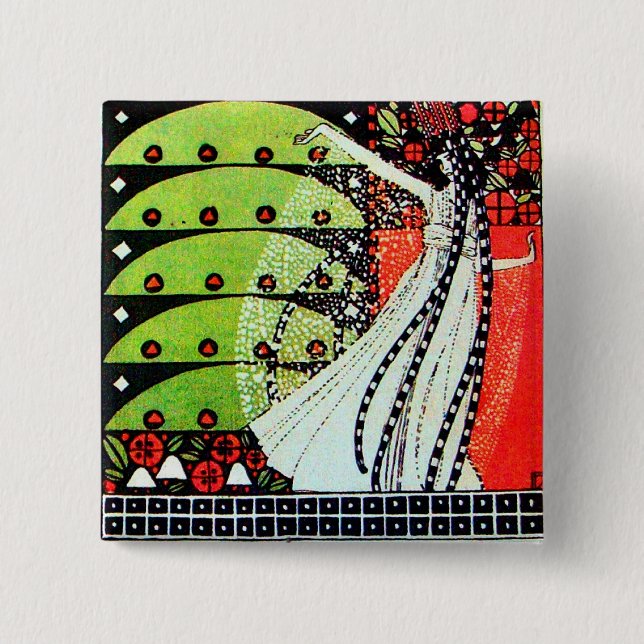 MAGIC OF THE SPRING hell rot Schwarz-weiß grün Button (Vorderseite)