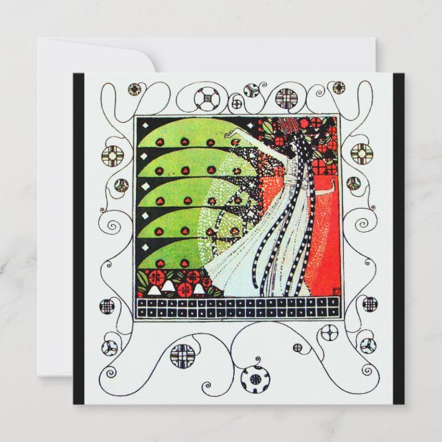 MAGIC OF THE SPRING, hell rot Schwarz-weiß grün Einladung (Vorderseite)