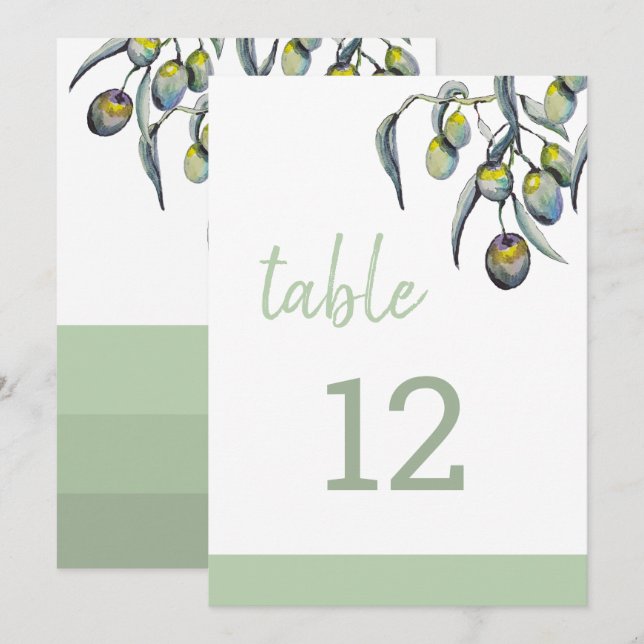 Magic Olive Watercolor Handgemalt Ankündigung (Vorne/Hinten)