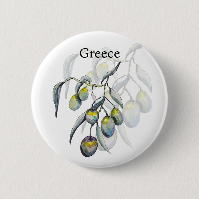 Magic Olive Watercolor Handgemalt Button (Vorderseite)
