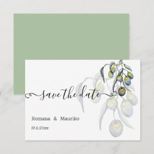 Magic Olive Watercolor Handgemalt Save The Date