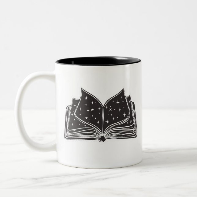 Magic Open Spellbook – Stars and Wizardry Zweifarbige Tasse (Links)