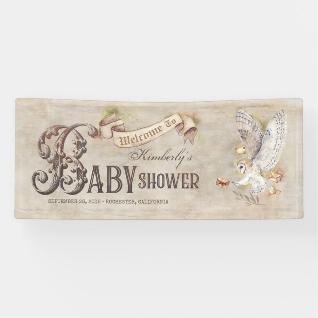 Magic Owl Baby Dusche Begrüßungsbanner Banner (Horizontal)