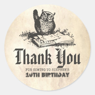 Magic Owl Geburtstag Danke Runder Aufkleber