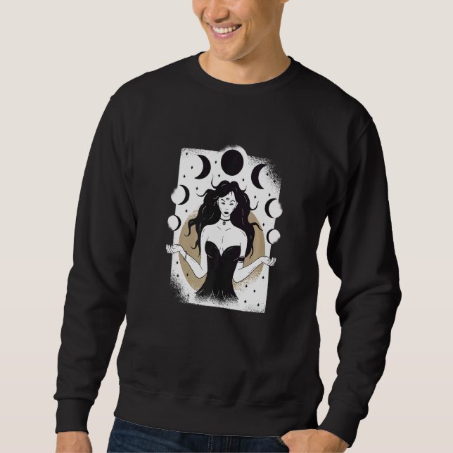 Magic Pagan Wiccan Wicca Witwe Lunar Moon Goddess Sweatshirt (Vorderseite)