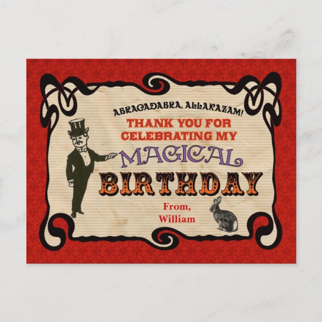 Magic Party Danke Postcard Postkarte (Vorderseite)