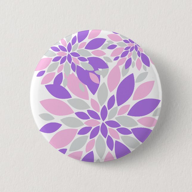 Magic Petals Purple Flowers Button (Vorderseite)