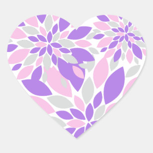 Magic Petals Purple Flowers Herz-Aufkleber