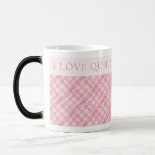 Magic PINK CHECK QUILT Morphing Mug + Texte / Blush