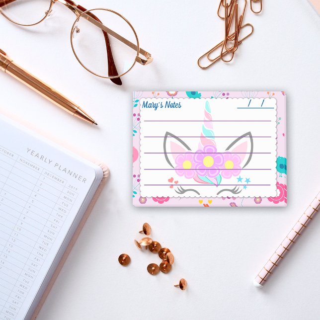 Magic Pink unicorn niedlicher Hintergrund 4 Zoll x Post-it Klebezettel (Von Creator hochgeladen)