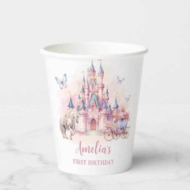 Magic Princess Burg Birthday Paper Cups Pappbecher (Vorderseite)