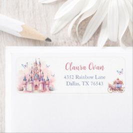 Magic Princess Castle Geburtstagsadresse Label