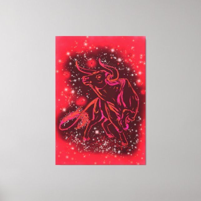 Magic Red Bull Running Canvas Print - Malerei Leinwanddruck (Vorderseite)