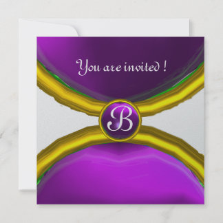 MAGIC RINGS,MONOGRAM Edelstein lila Silber Einladung