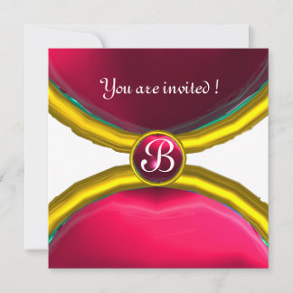 MAGIC RINGS, MONOGRAM-Edelstein pink Einladung