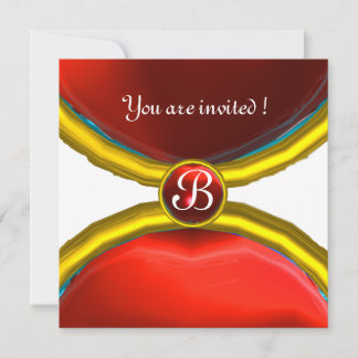 MAGIC RINGS ,MONOGRAM Edelstein rot Einladung