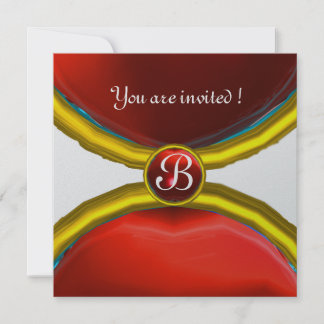 MAGIC RINGS ,MONOGRAM Edelstein Rot Silber Einladung