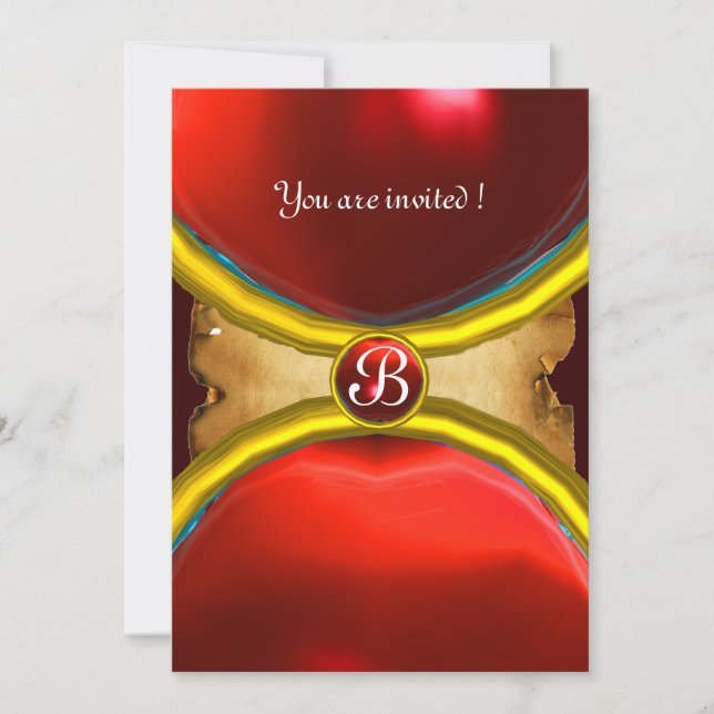 MAGIC RINGS ,MONOGRAM Perchester Rot Einladung (Vorderseite)