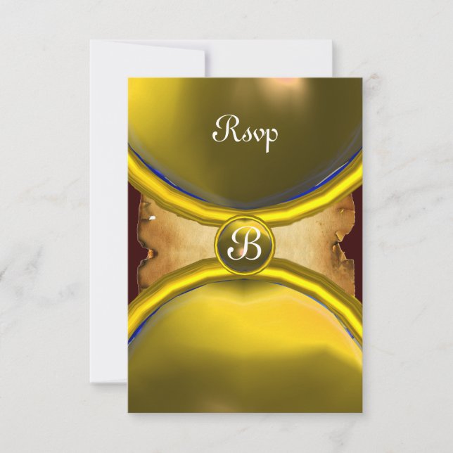 MAGIC RINGS,MONOGRAM Pergament uAwg Edelstein gelb Einladung (Vorderseite)