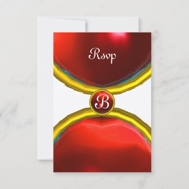 MAGIC RINGS, MONOGRAM uAwg gem Roter Champagner Einladung (Vorderseite)