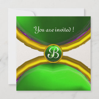 MAGIC RINGS, MONOGRAMM-Edelstein, grüner Champagne Einladung