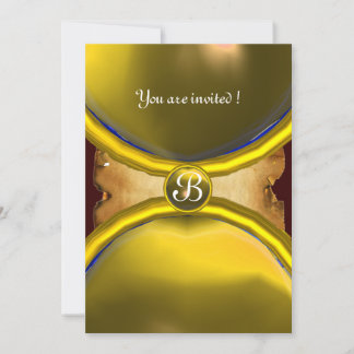 MAGIC RINGS, MONOGRAMM Pergament Gelb Einladung