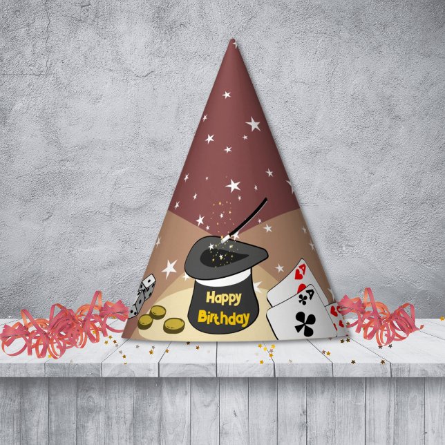 Magic Show Birthday Party Rote Kinder Partyhütchen (Magic Show Birthday Party Red Kids Party Hat, Custom Text, Color)