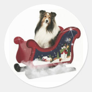 Magic Sleigh Sheltie Runder Aufkleber