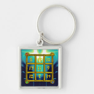 MAGIC SQUARE 33 , Gold Aqua Blue Türkis Schlüsselanhänger