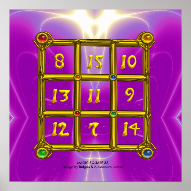MAGIC SQUARE 33 , Pink Violet Purple Poster (Vorne)